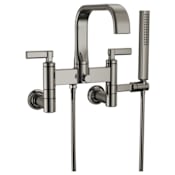 Brizo Allaria Lever Handle Wall Mounted Tub Filler with Integrated Diverter and Hand Shower Brilliance Black Onyx
